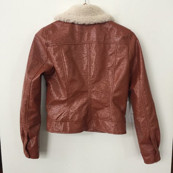 Aritzia Wilfred Tempest Cropped Vinyl Jacket Brown - Picture 8 of 14